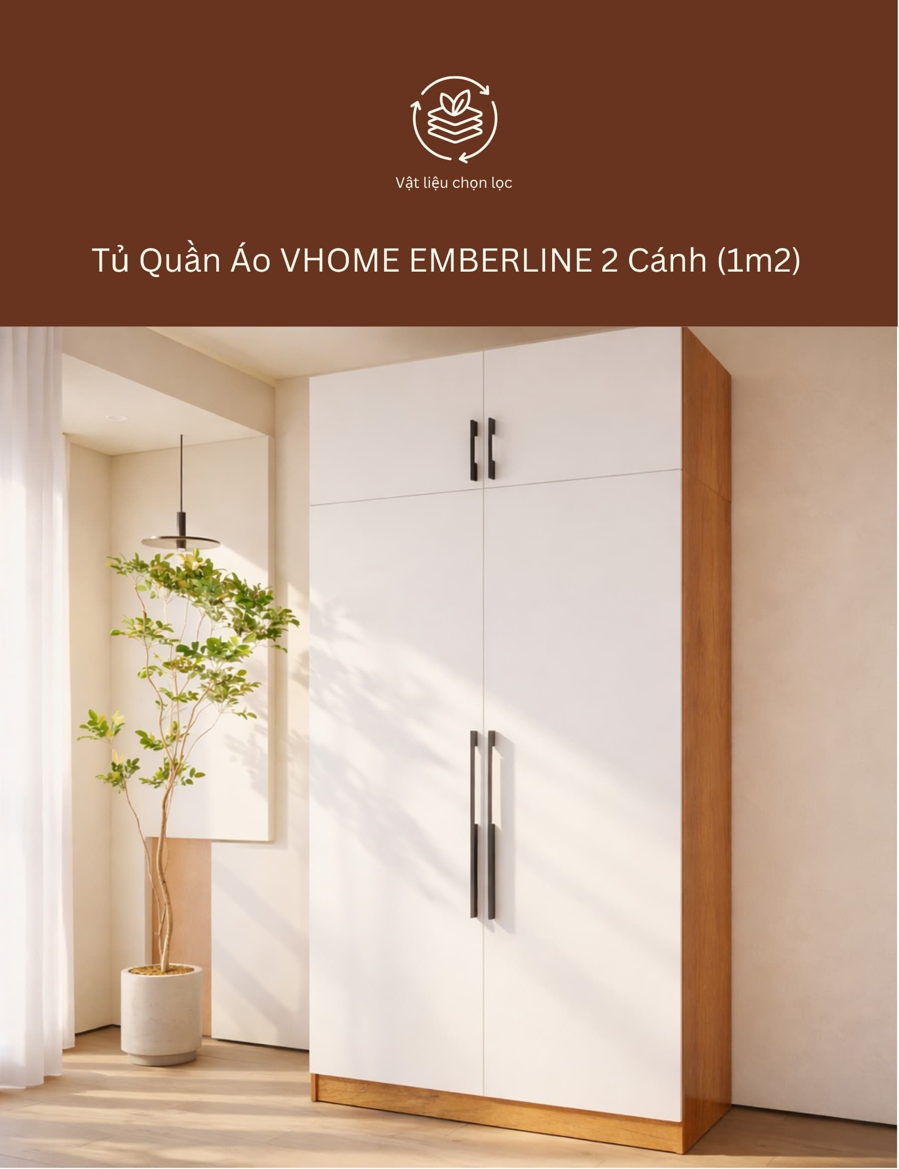 Tủ Quần Áo 2 Cánh Amberline 1m2