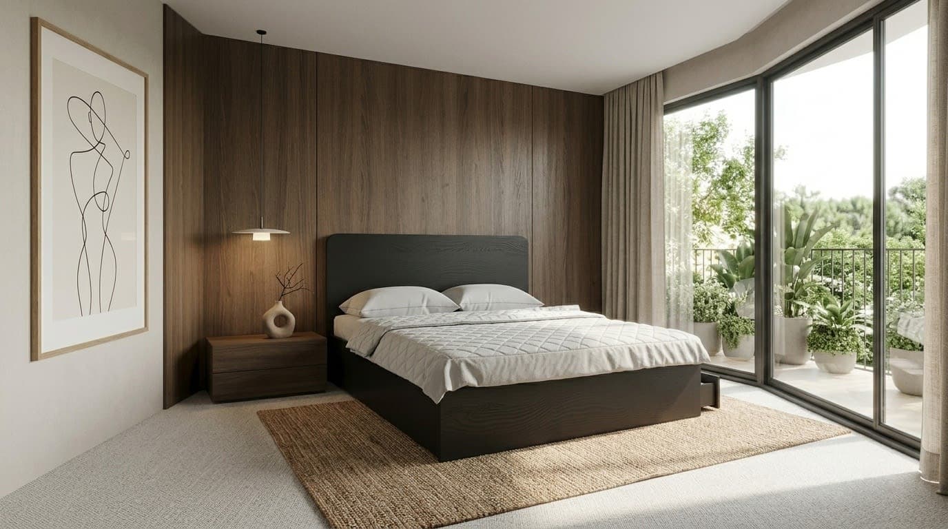 Giường ngủ 1m4 có đầu giường có 3 hộc kéo dưới Sombre hover