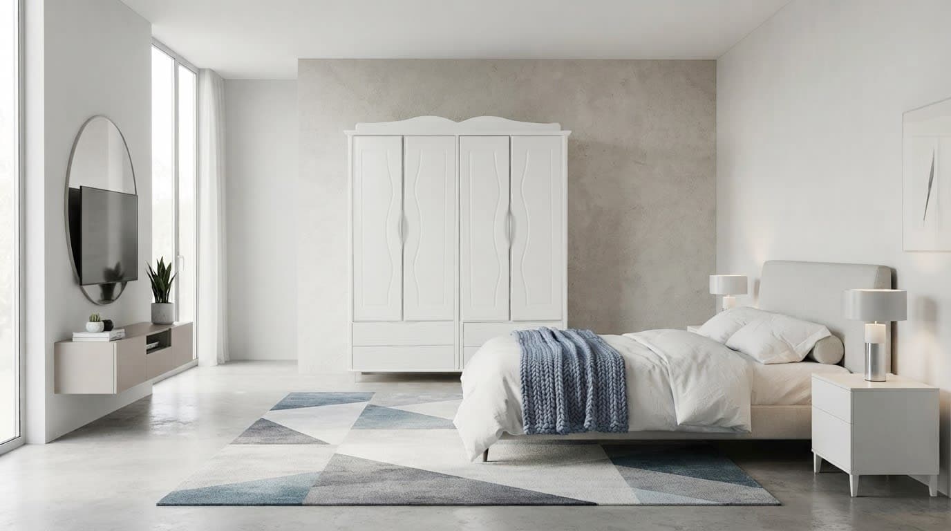 Tủ Áo 4 Cánh Mở 4 Hộc Kéo Bên Ngoài Vela White hover