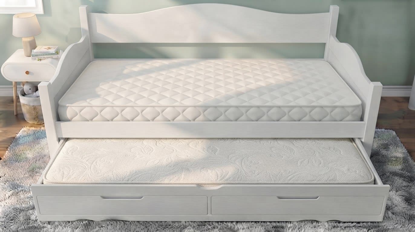 Giường Ngủ Phụ Gắn Dưới Giường Bọc Nệm Vela White